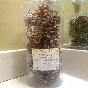 David Tutera 20pc Christmas Frosted Pinecone Decorative Picks NWT